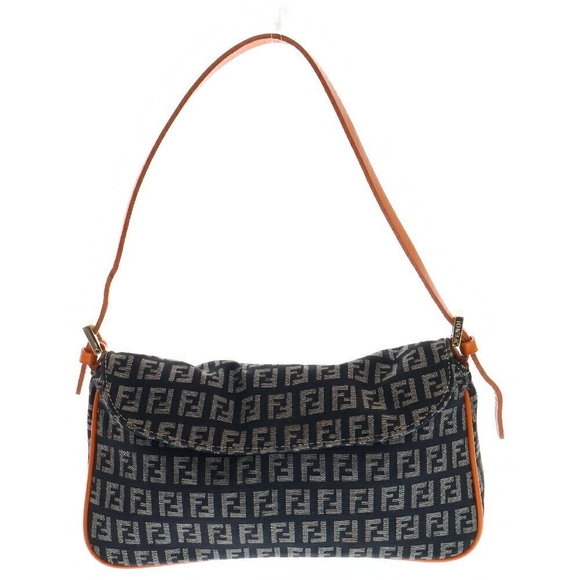 FENDI Zucchino Shoulder Bag Black Orange Canvas - Picture 1 of 6